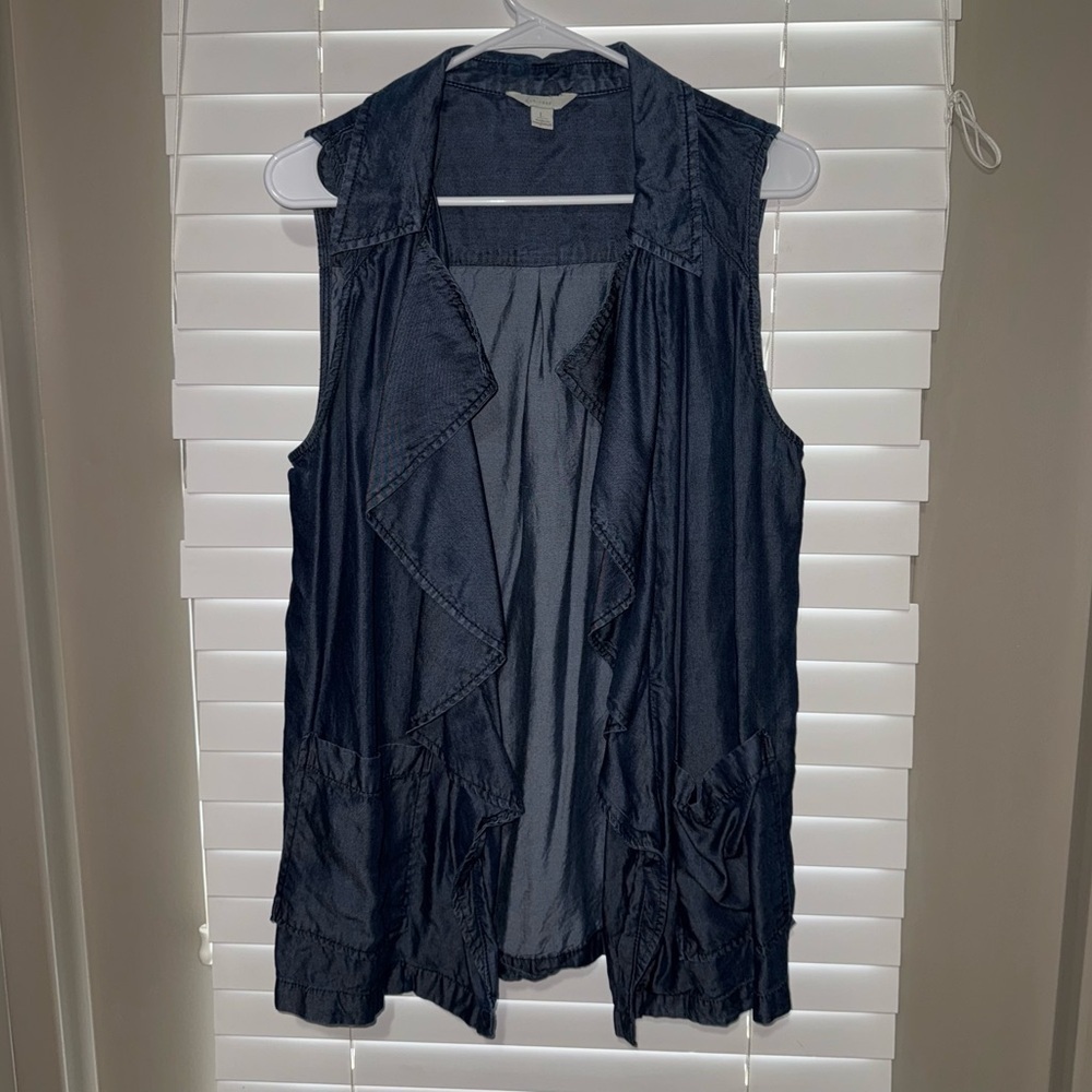 Cato Stylish Navy Draped Sleeveless Vest Large